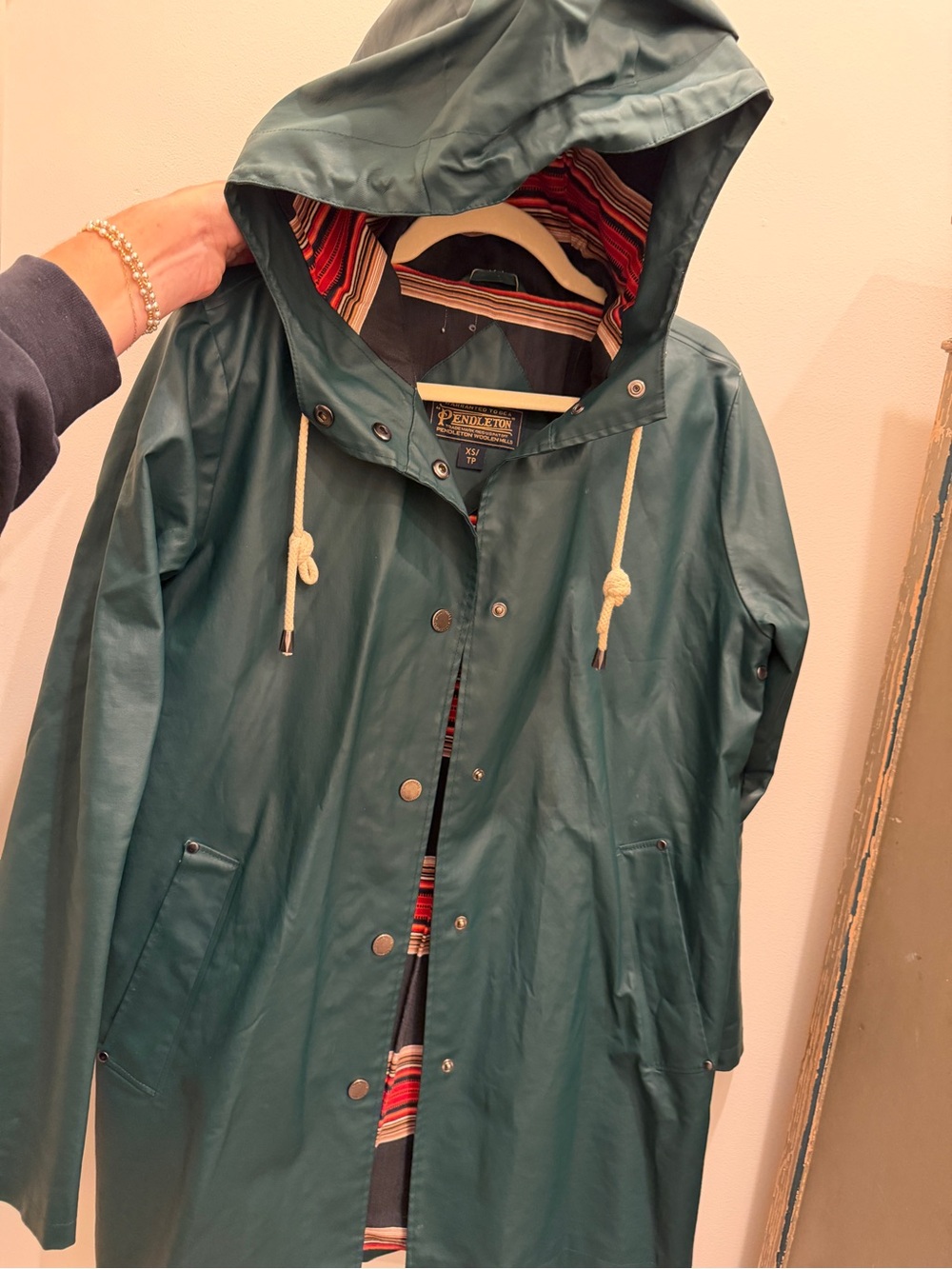 Pendleton Hooded Raincoat Jacket - Dark Green - Picture 6 of 11